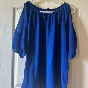 Women’s Express Royal Blue Cold-Shoulder Blouse
